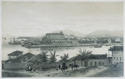 Ni panoramautsikt over Rio de Janeiro: Fra Cobras Island, 1862 av Philippe Benoist