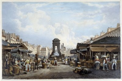 Turen rundt fontenen til de uskyldige, ca. 1840 - i “” Promenade dans Paris et ses environs””, ill. av Jacottet og Benoist, Paris, v.1840 av Philippe Benoist
