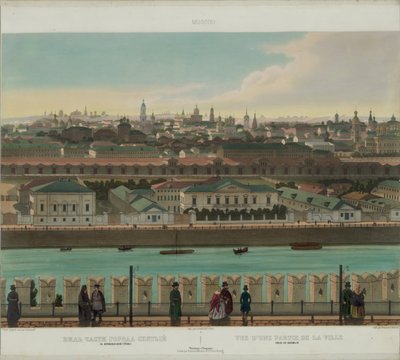 Utsikt over Zamoskvorechye fra Kreml-muren fra en panoramautsikt over Moskva i 10 deler, ca 1848 av Philippe Benoist