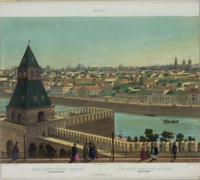 Utsikt over Zamoskvorechye fra Kreml-muren fra en panoramautsikt over Moskva i 10 deler, ca 1848 av Philippe Benoist