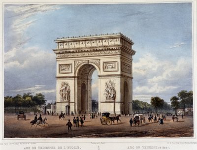 Triumfbuen - i ""Walk in Paris og dens omgivelser"", designet av Jacottet og Benoist, ca. 1840 av Philippe Benoist