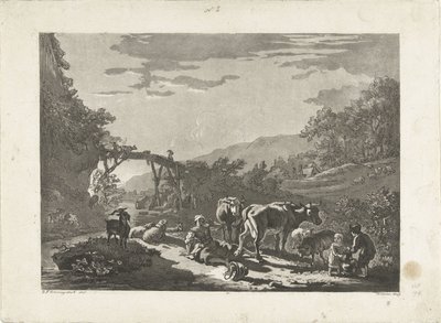 Landskap med melkepike og trebro av Philippe Cardon