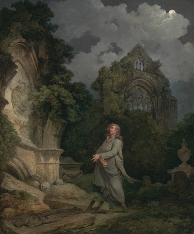 En filosof i en månebelyst kirkegård av Philippe Jacques de Loutherbourg