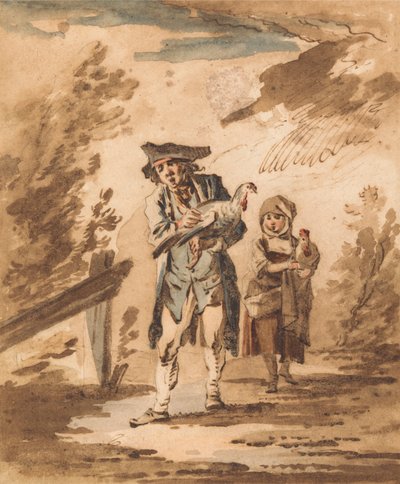 Rustikk med fjærkre som kommer tilbake fra markedet av Philippe Jacques de Loutherbourg
