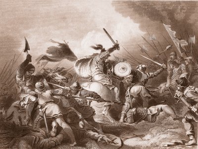 Slaget ved Hastings, gravert av A.H. Payne av Philippe Jacques de Loutherbourg
