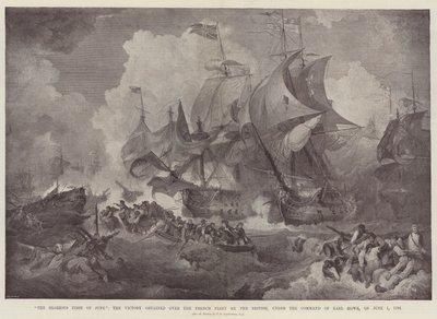 Den strålende første juni, seieren oppnådd over den franske flåten av britene, under kommando av Earl Howe, 1. juni 1794 av Philippe Jacques de Loutherbourg