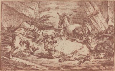 Dyr i en stall av Philippe Jacques de Loutherbourg II