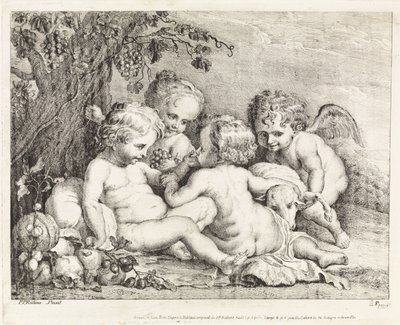 Kristus, døperen Johannes og to putti av Philippe Lambert Joseph Spruyt