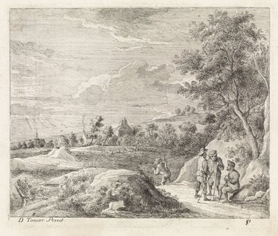 Landskap med fire turgåere av Philippe Lambert Joseph Spruyt
