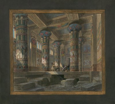 Scenografi av Philippe Chaperon for operaen Aida av Giuseppe Verdi (1813-1901): tempelet til Isis av Philippe Marie Chaperon