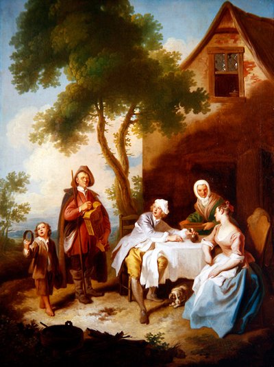 The Visit of the Minstrel (olje på lerret) av Philippe Mercier