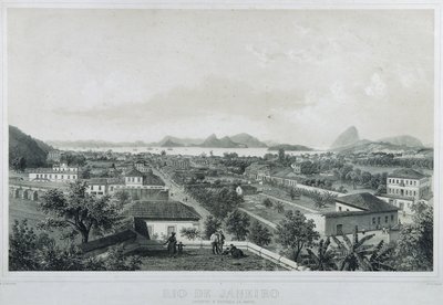 Ni panoramautsikt over Rio de Janeiro: Catette og inngangen til Barra av Philippe and Ciceri Eugene Benoist