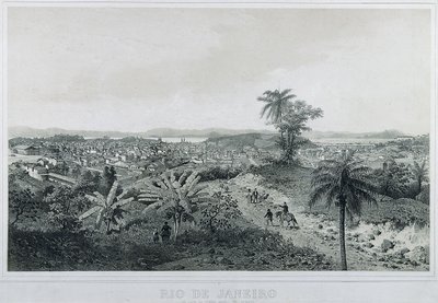 Ni panoramautsikt over Rio de Janeiro: Fra siden av landet Morro de Senado av Philippe and Ciceri Eugene Benoist