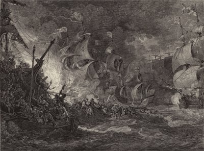Nederlag av den spanske armadaen (gravering) av Philippe de (after) Loutherbourg