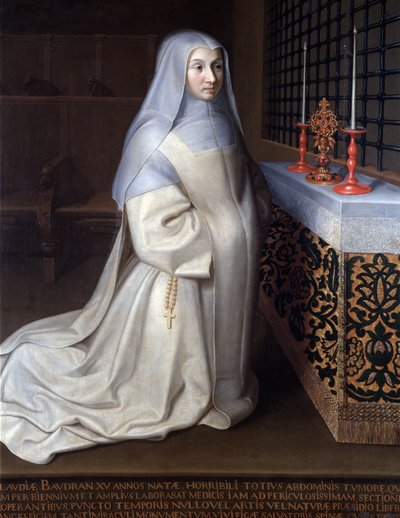 Portrett av Claudia (Claude) Baudran, innsatt i klosteret Port Royal des Champs (Port-Royal-des-Champs) maleri tilskrevet Philippe de Champaigne, kirken Linas, Seine og Oise - Olje på lerret av Philippe de (attr. to) Champaigne