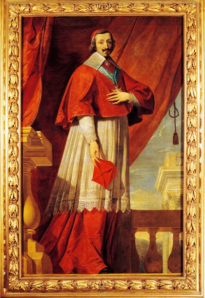 Frankrike, Fontaine Chaalis, Portrett av fransk statsmann og prest, kardinal Richelieu (1585-1642) av Philippe de (school of) Champaigne