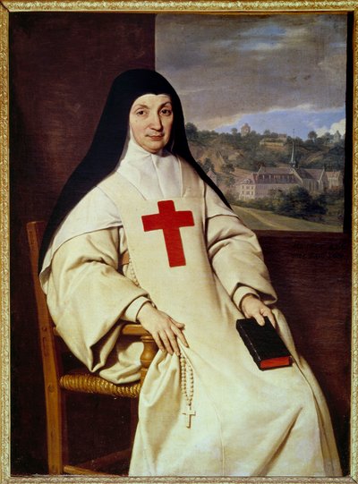 Portrett av mor Angelique Arnauld Jacqueline Marie Arnauld dit Angelique Arnauld (1591-1661), abbedisse av Port Royal des champs (Port-Royal-des-Champs), figur av fransk jansenisme"" Maleri av Philippe de Champaigne (1602-1674) av Philippe de Champaigne