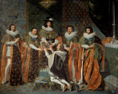 Mottakelse av Ludvig XIII (1601-1643) av Henri II av Orleans, hertug av Longueville og Estouville, suveren prins av Neufchatel (1595-1663) Ridder av Den Hellige Ånds Orden 15.05.1633 Ludvig XIII er omringet av Claude Bartillier , Storkasserer i t av Philippe de Champaigne