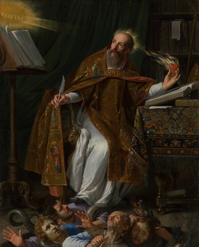 Den hellige Augustin i sitt studerkammer som tråkker på kjetterne av Philippe de Champaigne