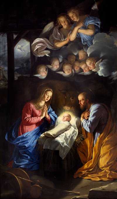 Fødselen. Maleri av Philippe De Champaigne (1602-1674) av Philippe de Champaigne