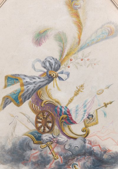 Design for en Lampas Silk med en triumfvogn på en sky, ca. 1770-75. av Philippe de Lasalle