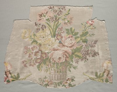 Silkefragment, del av panel kalt The Flower Basket, 1770. av Philippe de Lasalle