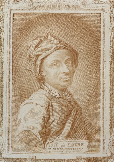 Selvportrett av Philippe de la Hire (1640-1718), illustrasjon fra 'Histoire des Mathematiciens av Alexandre Saverien (1720-1805), utgitt i Paris 1766 av Philippe de la Hire