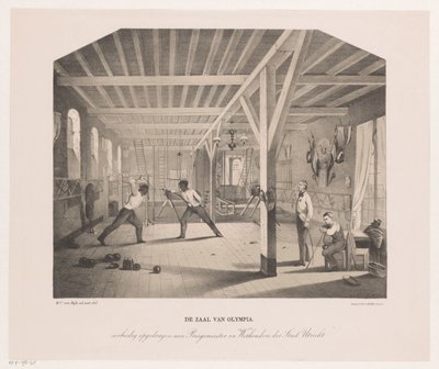 Utsikt i gjerde- og turnhallen til elevbedriften Olympia The Hall of Olympia (tittel på objekt) av Philippus Anthonius Alexander Kanne