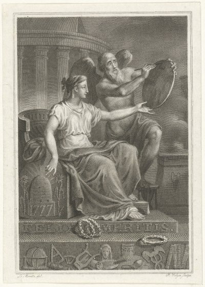 Symbolsk representasjon på 50-årsjubileet for Felix Meritis, 1827 av Philippus Velijn