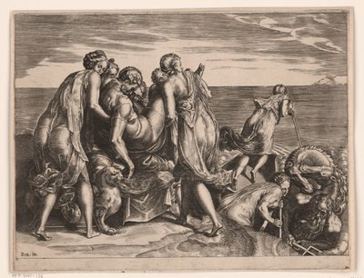 Faeacerne bærer den sovende Odyssevs til Ithaka av Philips Galle (attributed to)