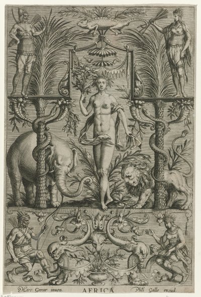 Afrika Afrika (tittel på objekt) De fire kontinentene (serietittel) av Philips Galle (attributed to workshop of)
