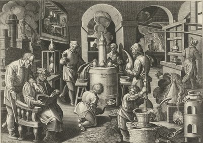 Destillasjon Nye oppfinnelser og oppdagelser (serietittel) Nova Reperta (serietittel) av Philips Galle (attributed to workshop of)