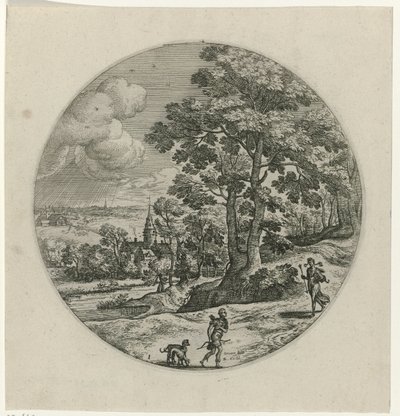 Procris schenkt Cephalus en magisk pil Cephalus en Procris (serietittel) av Philips Galle (attributed to workshop of)