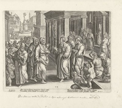 Paul krangler med trollmannen Elymas Apostlenes gjerninger (serietittel) Acta Apostolorum (serietittel) av Philips Galle (possibly)
