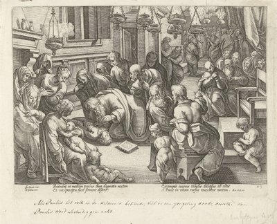 Paulus vekker Eutychus tilbake til livet Apostlenes gjerninger (serietittel) Acta Apostolorum (serietittel) av Philips Galle (workshop of)