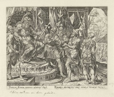 Achior for Holofernes Historie om Judit og Holofernes (serietittel) av Philips Galle