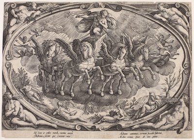 Apollon (Sol) med solvognen (De fire årstidene med solen, tittelside) av Philips Galle