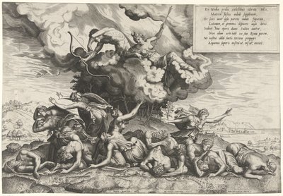 Apollo og Diana dreper barna til Niobe av Philips Galle