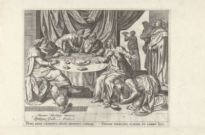 Kristus salvet av Maria Magdalena Seks scener med Kristus og kvinner fra evangeliene (serietittel) av Philips Galle