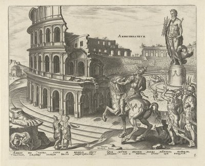 Colosseum i Roma Amfiteater (tittel på objekt) Verdens åtte underverker. (serietittel) av Philips Galle