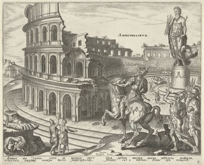 Colosseum i Roma Amfiteater (tittel på objekt) Verdens åtte underverker. (serietittel) av Philips Galle