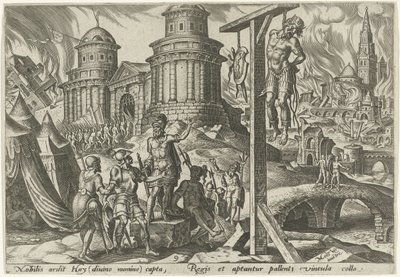 Kongen av Ai blir hengt The Days of Doom of the Jewish People (serietittel) av Philips Galle