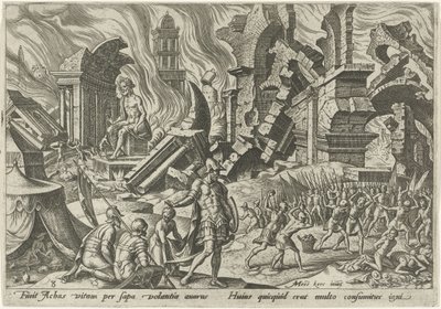 Ødeleggelsen av Ai og steiningen av Akan The Days of Doom of the Jewish People (serietittel) av Philips Galle