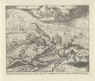 Fisken spyttet Jona ut på landet History of Jonah (serietittel) av Philips Galle