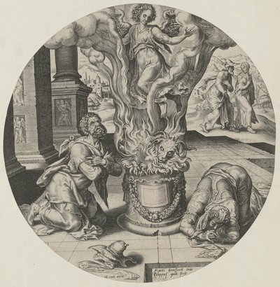 Engel som viser seg i flammene av Philips Galle