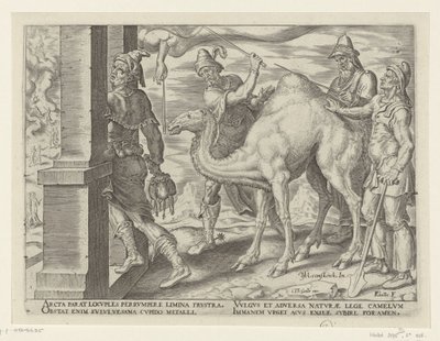 Det er lettere for en kamel å gå gjennom et nåløye enn for en rik mann å komme inn i Guds rike The Misery of Riches (serietittel) av Philips Galle