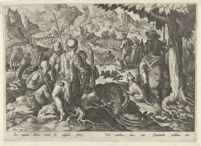 Jacht op berggeiten Jachttaferelen (serietittel) Der alle slags jakt, fuglefangst og fiske (serietittel) av Philips Galle