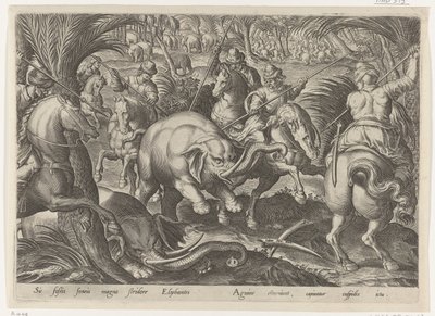 Jacht op olifante Jachttaferelen (serietittel) Der alle slags jakt, fuglefangst og fiske (serietittel) av Philips Galle