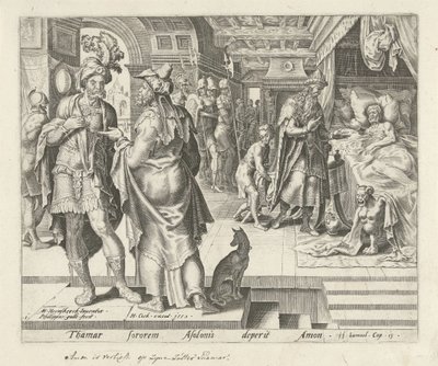 Jonadab gir råd til Amnon Historien om Tamar og Amnon (serietittel) av Philips Galle