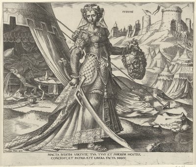 Judit Ivdith (tittel på objekt) Åtte kjente kvinner fra Det gamle og nye testamente (serietittel) av Philips Galle